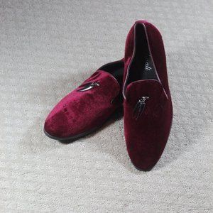 Amali Men's Size 10.5 Maroon Velvet Formal Loafers